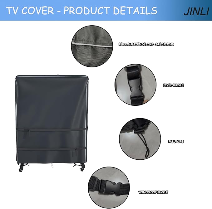 JINLI 60-65 inch outdoor TV trolley cover, courtyard TV cover, Oxford fabric