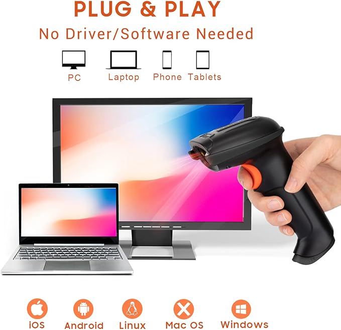 Tera Pro 1D Wireless Barcode Scanner 3 in 1 Bluetooth & 2.4G Wireless & USB