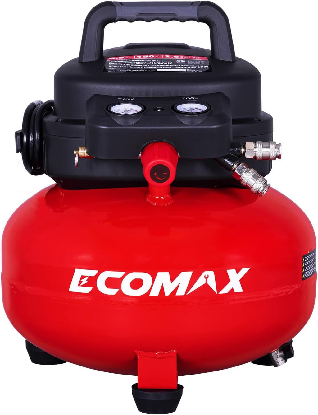 ECOMAX Pancake Air Compressor MAX 150 PSI, 2.6 CFM @90 PSI, Oil-Free