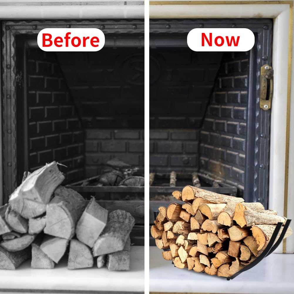 oude hower curved firewood rack heavy duty firewood shown in use