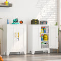 Small Locking Cabinet, Metal Storage Cabinet with Doors and 2 Shelves