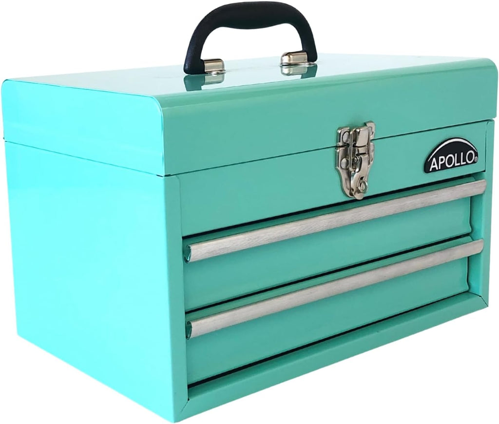 Apollo Tools 14 Inch Steel Tool Box, Aqua Green DT5010-GR