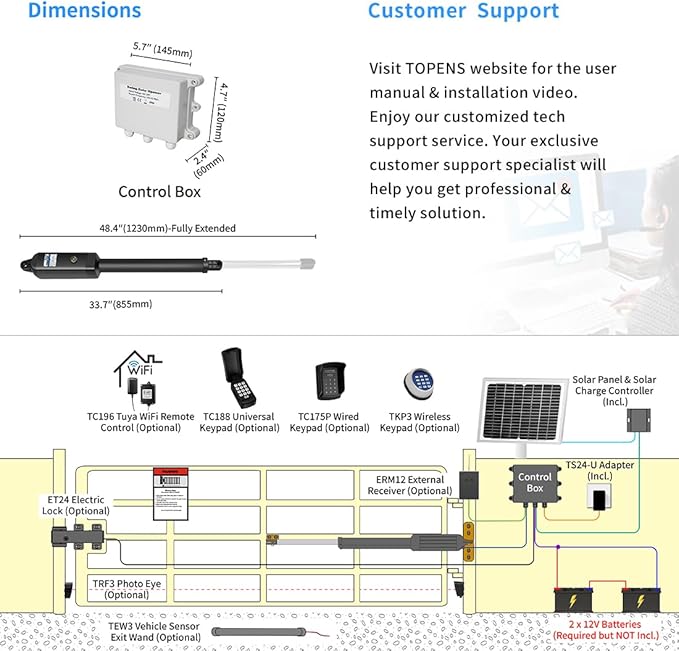 TOPENS A8S Automatic Solar Gate Opener