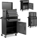 DREAMADE 5-Drawer Tool Chest Combo, Rolling Tool Cabinet w/Detachable Top Tool Box, Adjustable Shelves, Lockable Wheels, Metal Tool Box for Garage, Workshop, Repair Shop Storage (Grey)