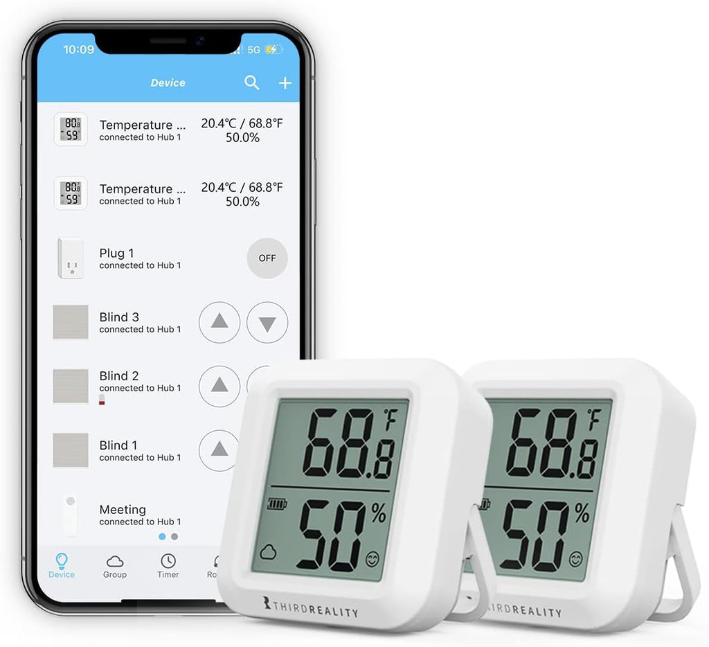 THIRDREALITY Zigbee Temperature and Humidity Sensor 2 Pack, Digital LCD Display