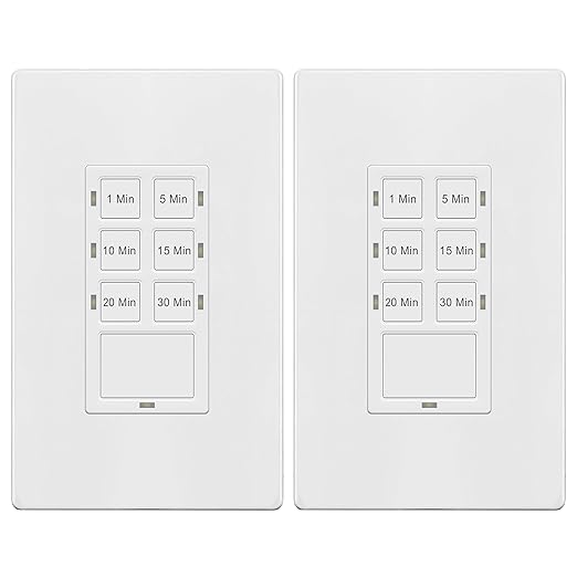 TG 30-Minute No Neutral Wire Countdown Timer Switch, 1-5-10-15-20-30 Min (2 Pack)