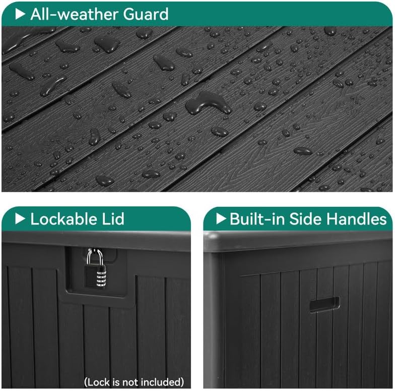 yitahome xl 180 gallon large deck box, close-up detail