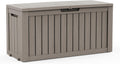 DRATO 90 Gallon Deck Boxes Outdoor Waterproof, Resin Large Lockable Storage Box with Lid, Outdoor Storage Bench Patio Cushions Furniture, Garden Tools, Pool Accessories (Grey, 90 Gallon)