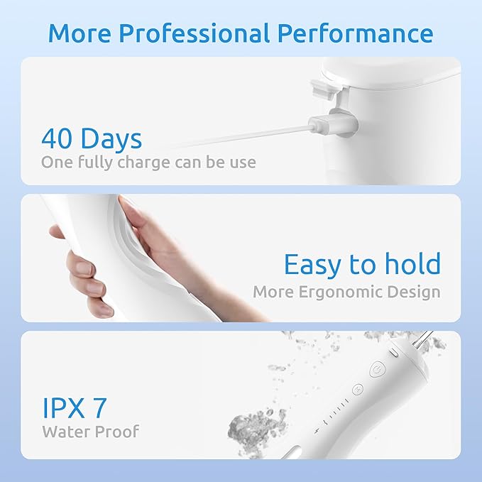Water Flosser 6 Modes & IPX7 Waterproof Rechargeable Oral Irrigator Water Teeth
