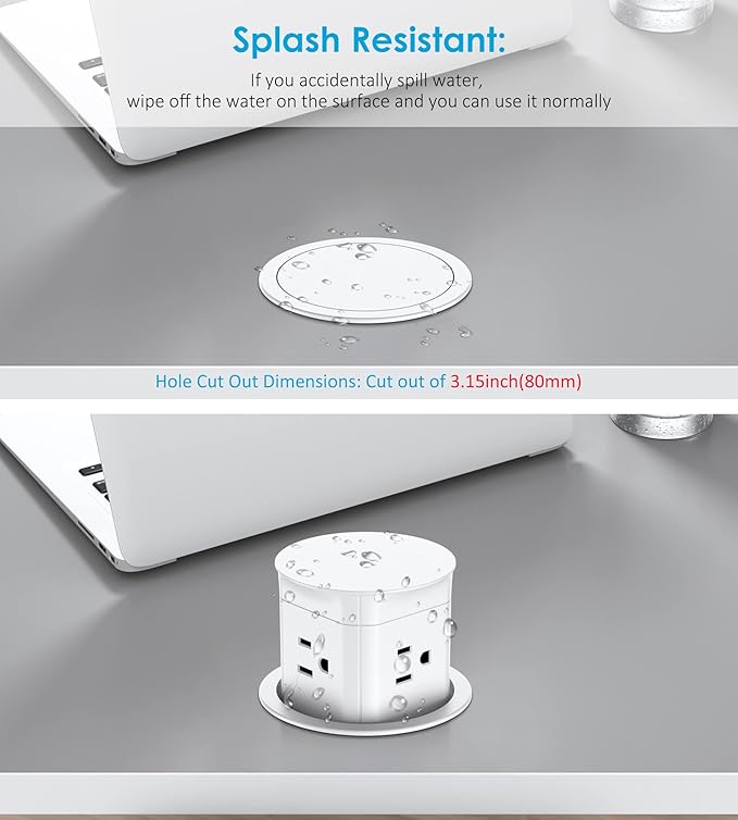 Jgstkcity Pop Up Outlet for Countertop, Flush Mount Tamper Resistant Space