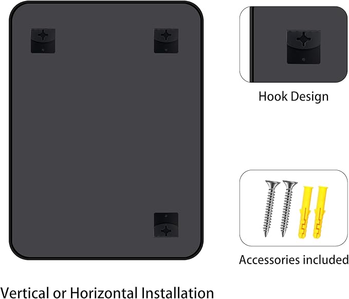 FORBATH Bathroom Mirror for Over Sink 18x24 Inch Black, Rectanglar Wall Mirror
