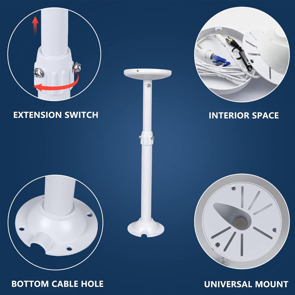 WiTi Extendable Pole Mount for Security Surveillance Cameras, Ceiling Mount Bracket for Bullet Camera,Solid Metal Max 60CM