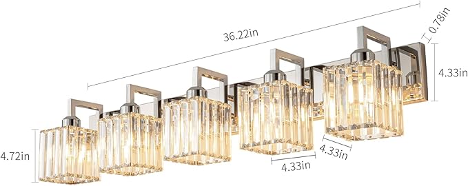 FDPBY Modern Bathroom Vanity Light 5-Lights Chrome Crystal Wall Lamp Bathroom