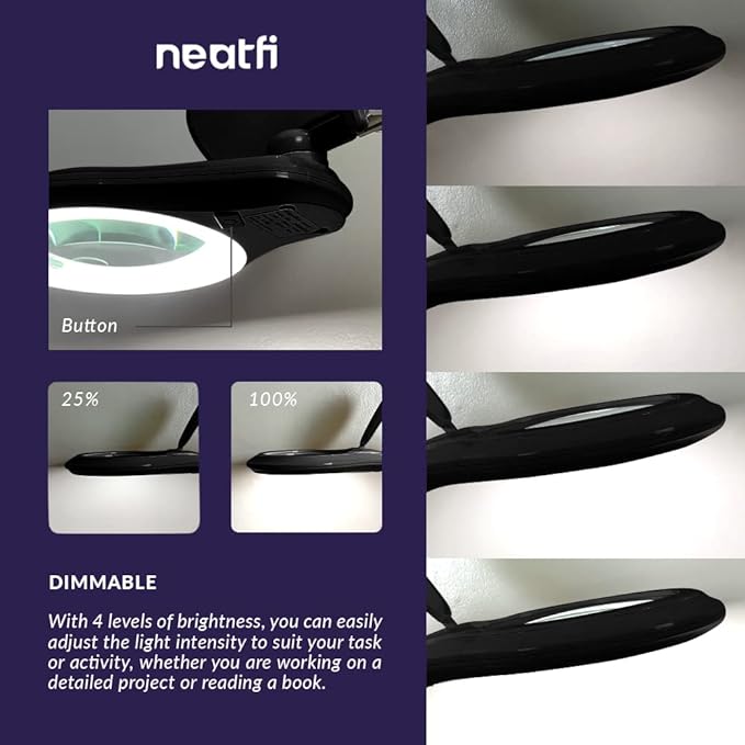 Neatfi LED Magnifying Floor Lamp – 1, 200 Lumens, 5” Bifocal Lens
