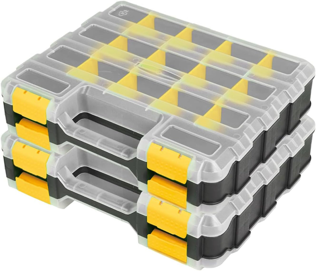 AIDY-PRO Tools Box Organizer Double Side 34 Compartments Hardware Organizers with Removable Plastic Dividers for Screws Nuts Nails
