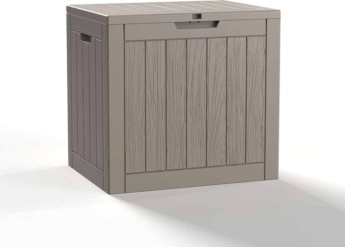 PatioZen 30 Gallon Resin Deck Box, Lockable Outdoor Storage Box for Patio Cushions Storage Furniture,Garden Tools, Pool Supplies, Weatherproof and UV Resistant (Grey)