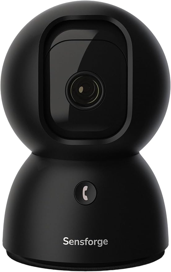 Sensforge 2.5K Black Indoor Pan-Tilt Dome Security Camera, AI Human & Pet