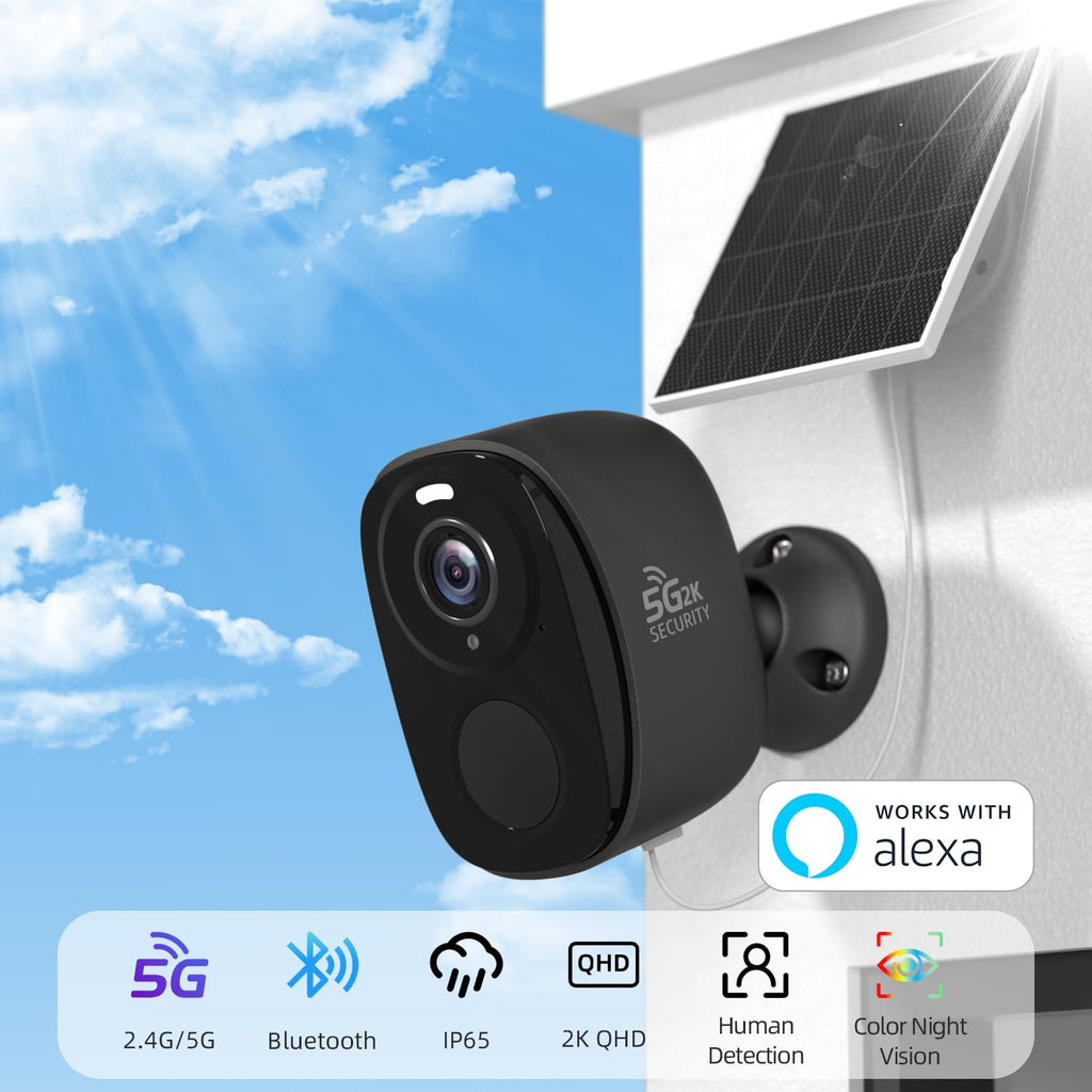 4Pack 5GHz/2.4G Security Cameras Wireless Outdoor with Solar Panels