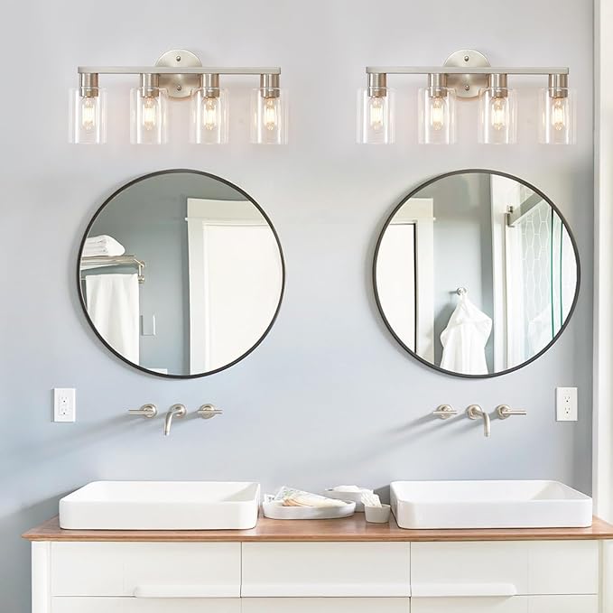 4 Light Bathroom Vanity Light, Brushed Nickel 4-Light Bathroom Light Fixtures