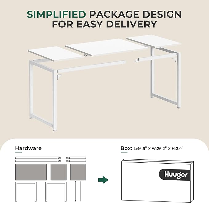 Huuger Computer Desk, 63 Inch Office Desk, Gaming Desk