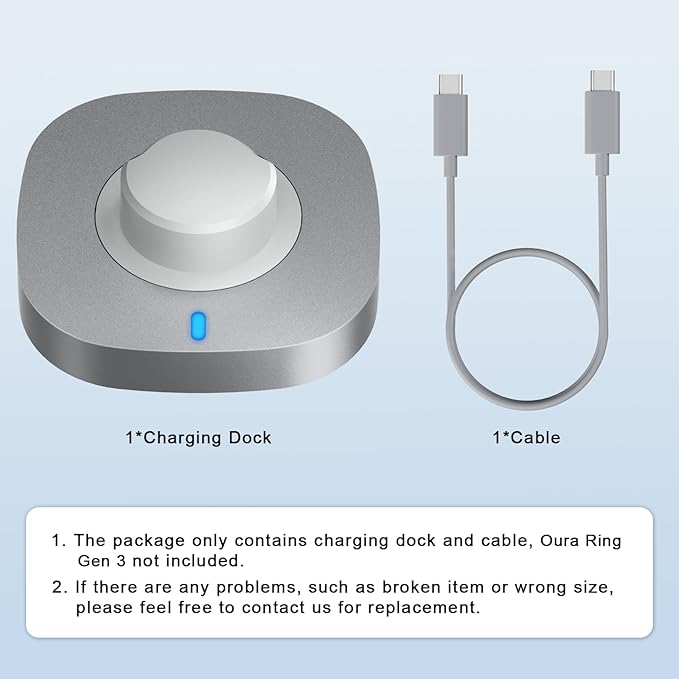 ZOOROO Charger Compatible with Oura Ring Gen 3 Size 8, Fast Charging Dock with