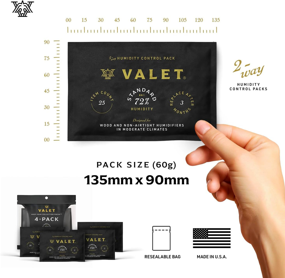 Valet 72% Two-Way Humidity Packs (12-Pack)