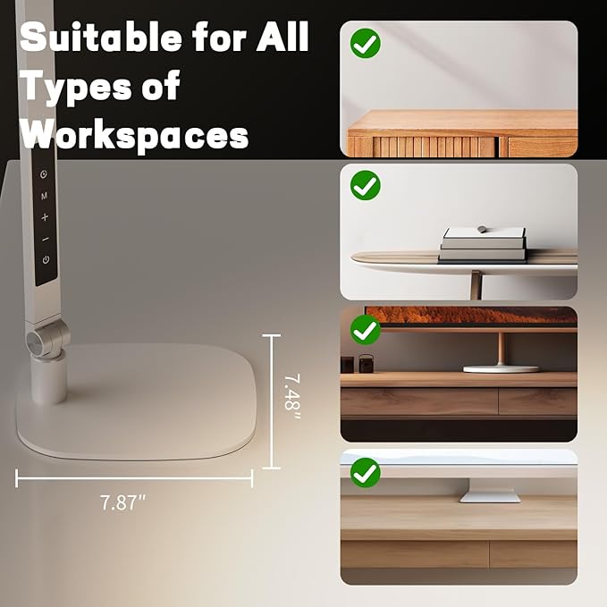 LED Desk Lamp for Home Office, Desk Light for Video Call, 3 Color Temperature