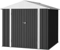 Furniwell 6x8 FT Outdoor Storage Shed, Metal Garden Sheds Outdoor Storage House with Single Lockable Door for Backyard Patio Lawn, Gray