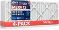 BNX TruFilter 10x24x1 Air Filter MERV 13 (4-Pack) - MADE IN USA - Electrostatic Pleated Air Conditioner HVAC AC Furnace Filters for Allergies, Pollen, Mold, Bacteria, Smoke, Allergen, MPR 1900 FPR 10