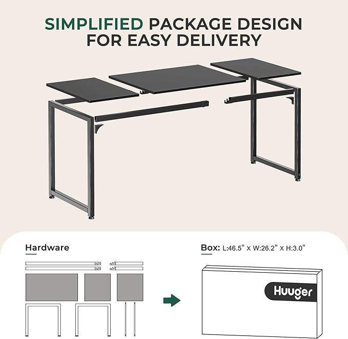 Huuger Modern Simple Office Desk, 63 Inch, Gaming & Writing Desk