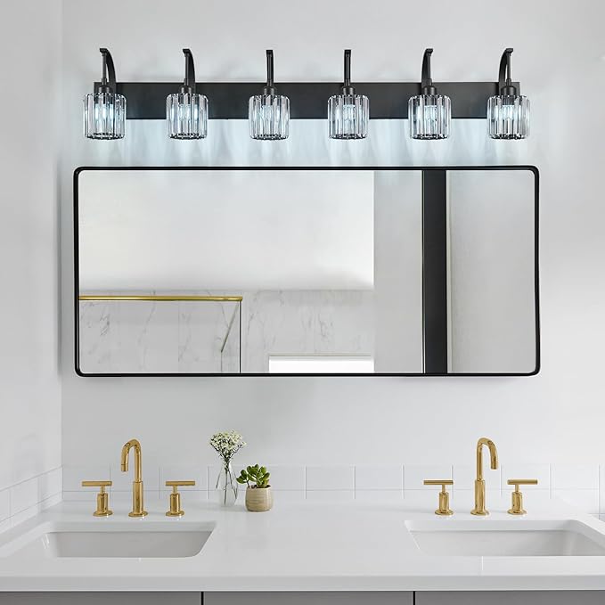 FDPBY 6-Light Crystal Vanity Light, 51.18" Long Over Mirror Lighting