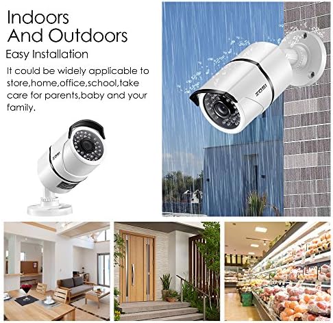 zosi 4 pack 1080p 2.0mp outdoor indoor 3.6mm showing dimensions