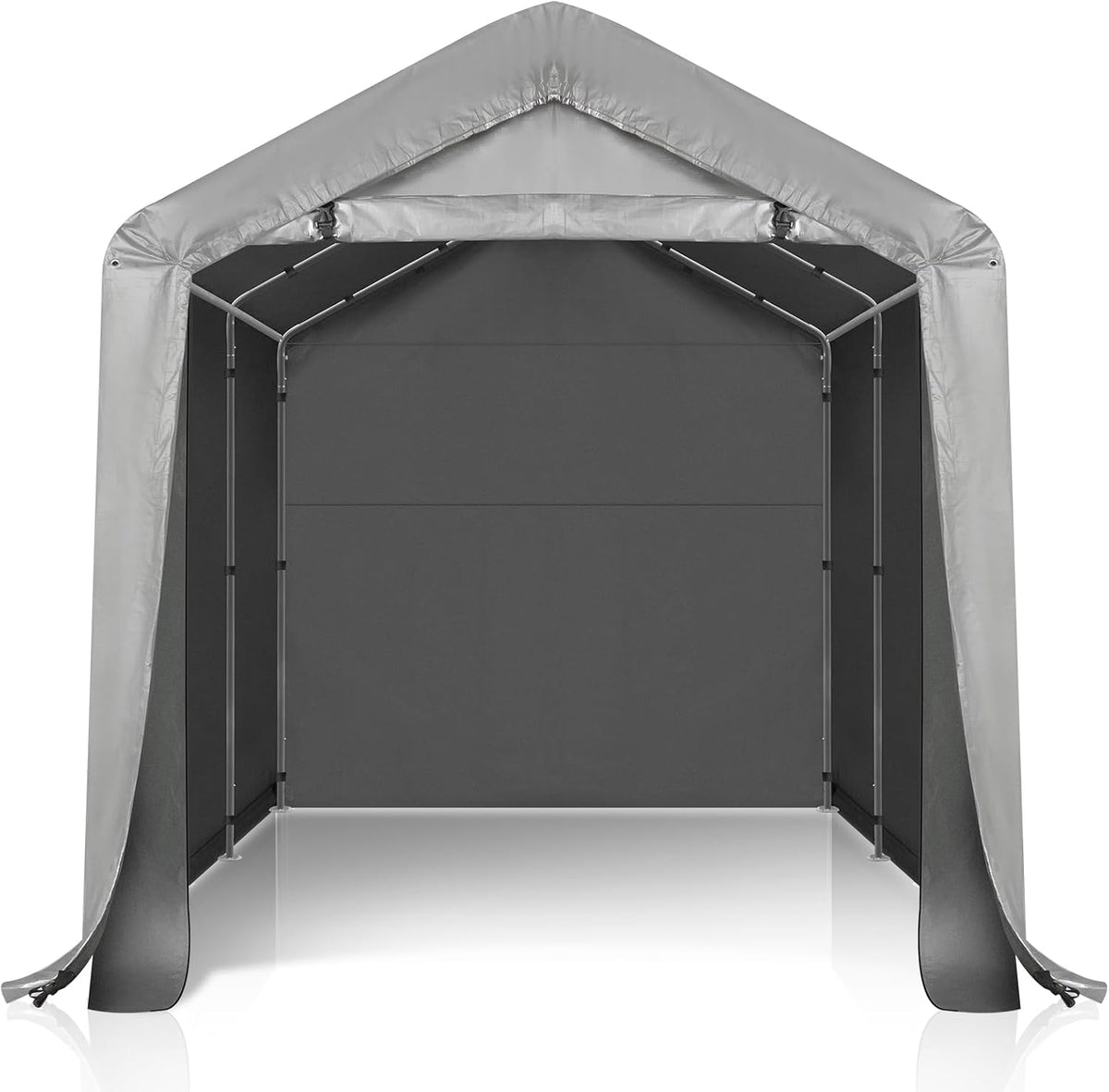 8ft x 8ft Storage Shed Tent, Galvanized Steel Frame, Grey