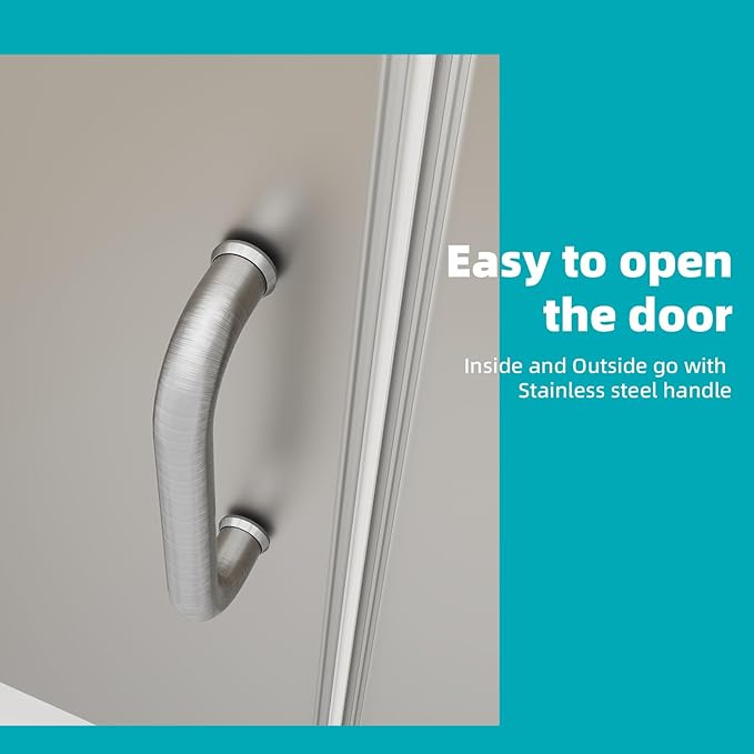 Pivot Swing Shower Door, Adjustable Width 58.9-60" W x 74" H Semi-Frameless