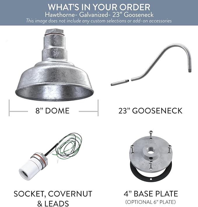 Steel Lighting Co. Hawthorne Barn Light | Outdoor Wall Mounted | 8 inch Dome |
