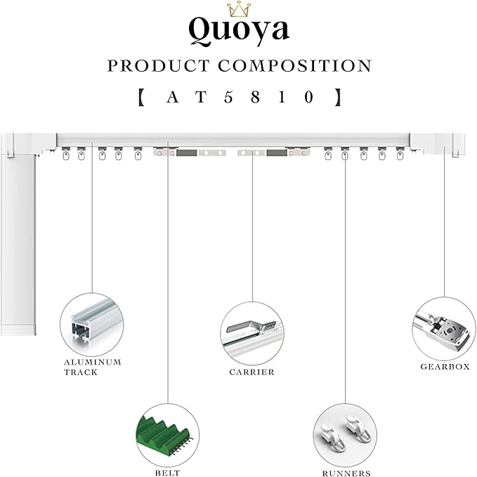 QUOYA QL600 Smart Electric Curtain Track, Motorized motor, Adjustable track