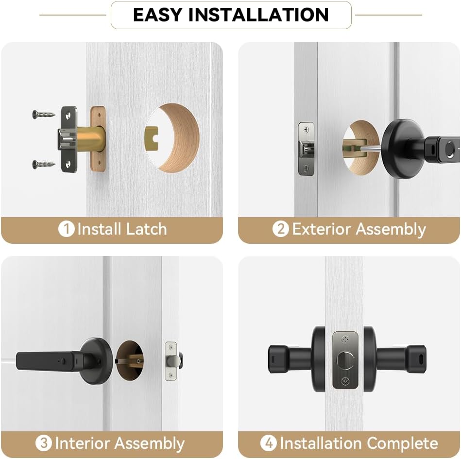 IRONZON 5-in-1 Smart Fingerprint Door Handle Lock with Code,NFC,App Control