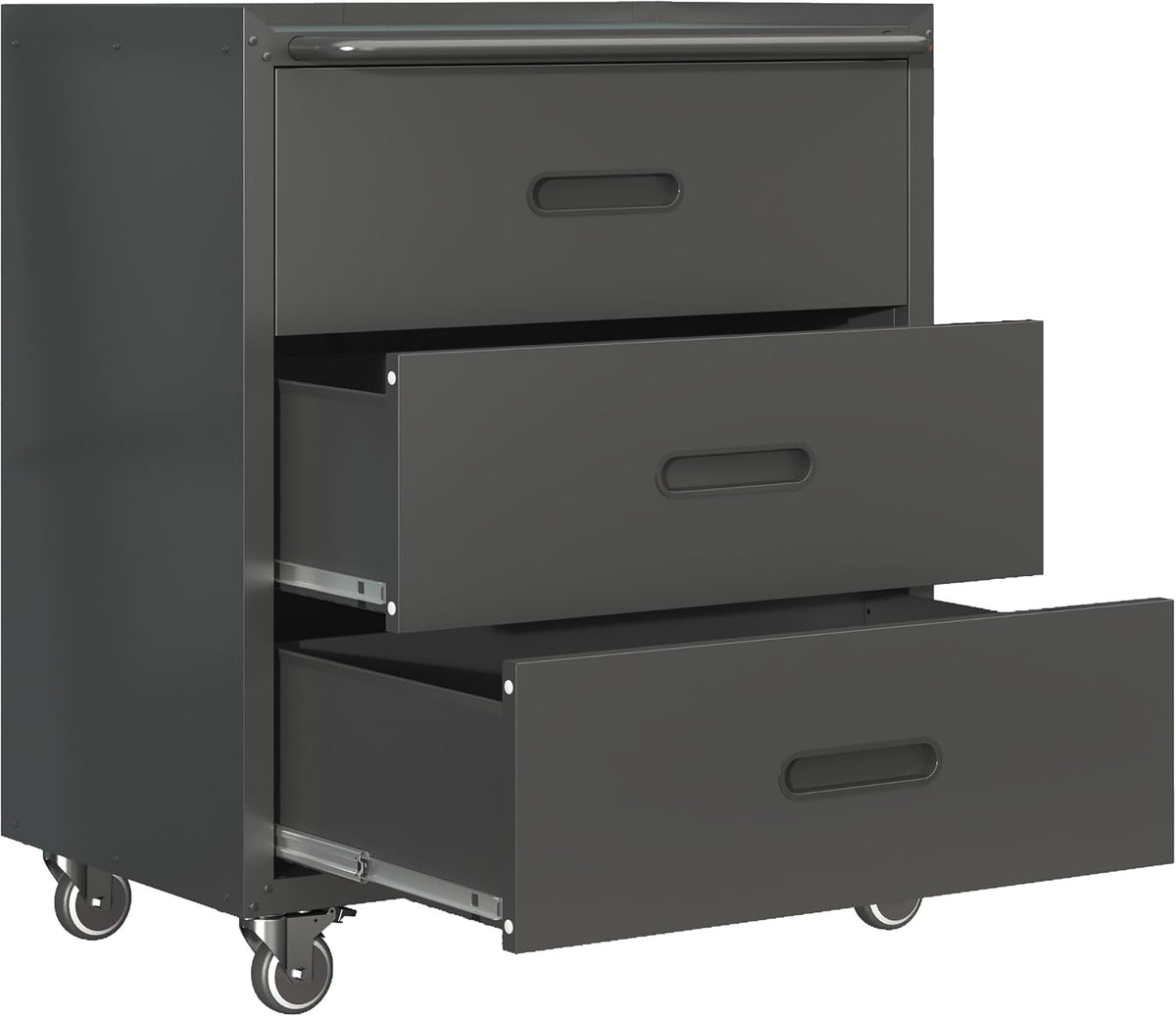 Mobile Garage Tool Storage Cabinet with 3 Drawers,Black Rolling Cabinet