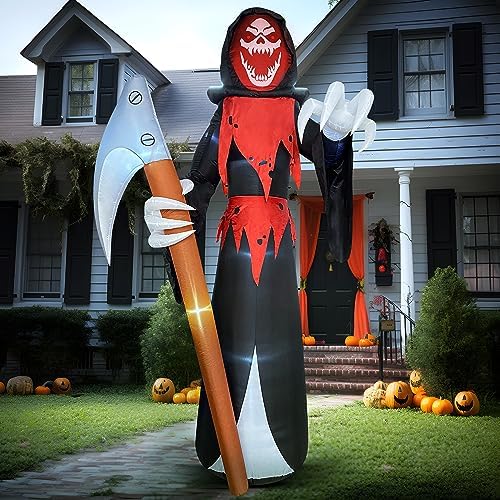 Joiedomi 12 ft Tall Halloween Inflatable Outdoor Decoration, Blow Up Yard Decorations, Grim Reaper Halloween Decor Inflatables with LED for Scary Outside Decor