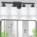 DIKAIDA Bathroom Light Fixtures, 4-Light Matte Black Bathroom Vanity Lights
