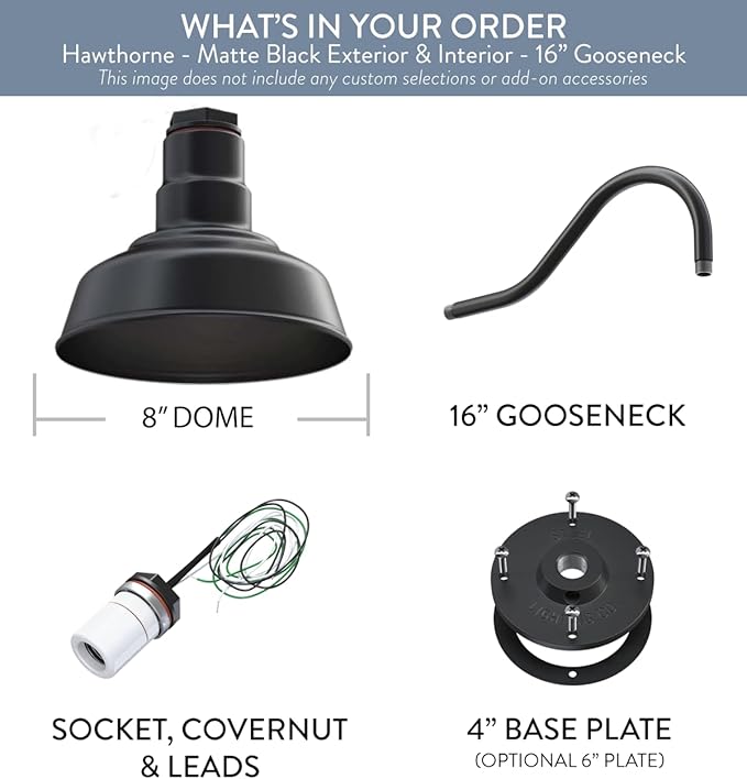 Steel Lighting Co. Hawthorne Barn Light | Outdoor Wall Mounted | 8 inch Dome |