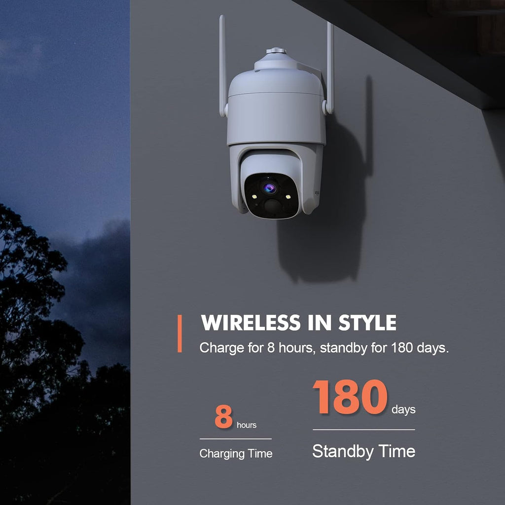 dzees 360° ptz security cameras wireless outdoor wifi, front angle view