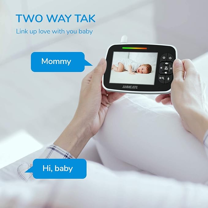 ANMEATE Baby Monitor with Remote Pan-Tilt-Zoom Camera, Large Display Video Baby