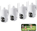Dzees 360° PTZ Security Cameras Wireless Outdoor WiFi 4-Pack