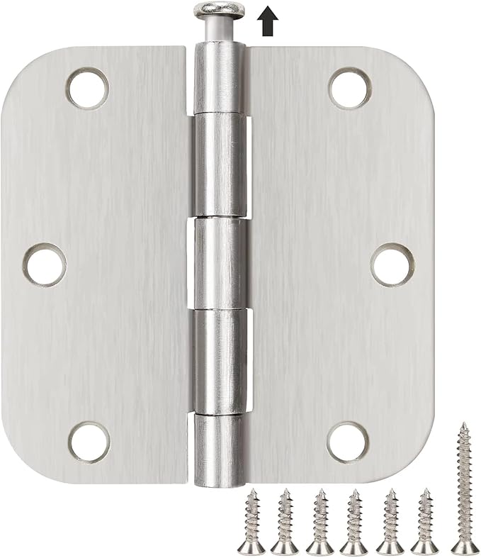 30 Pack Satin Nickle Door Hinges Brushed 3.5 Inch Interior Rounded 5/8" Radius