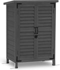 MCombo Small Outdoor Storage Cabinet, Wood Shed with Shelf 0985 (Gray)