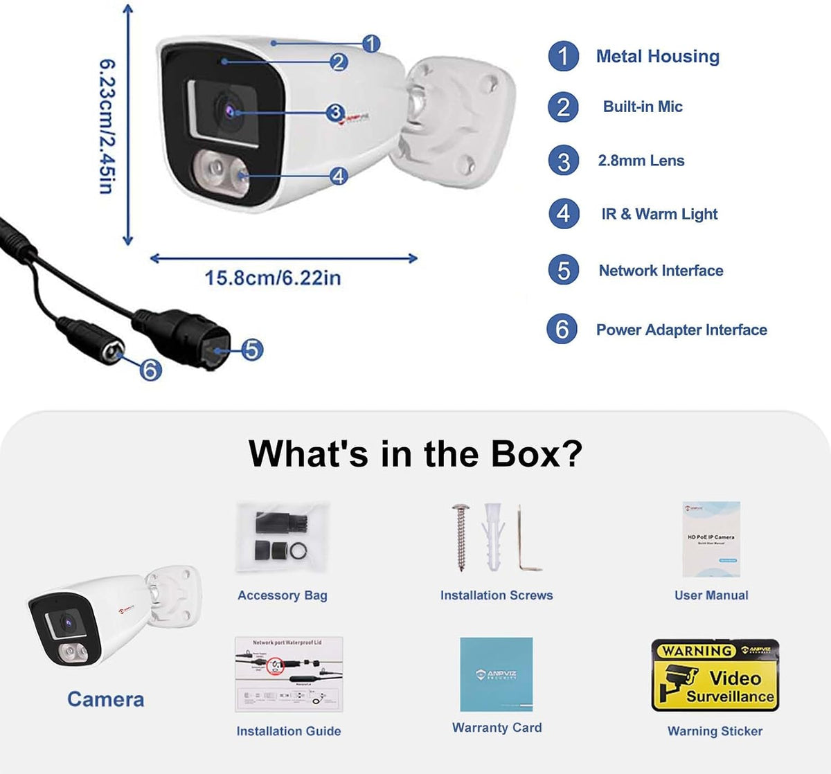 anpviz 4mp bullet poe ip camera, security ip, view 9
