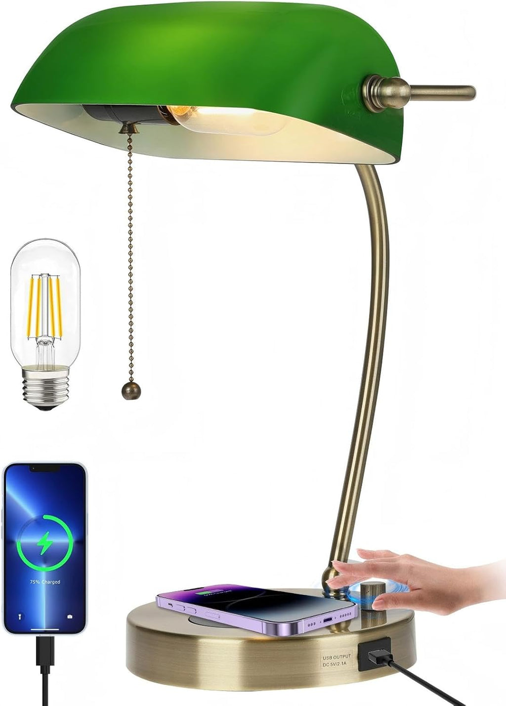 Newrays Green Glass Bankers Desk Lamp