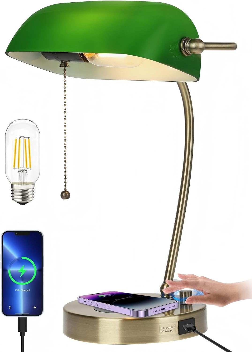 Newrays Green Glass Bankers Desk Lamp