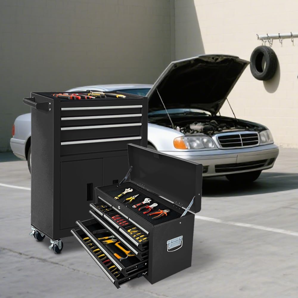 13-drawer rolling tool chest, 2 in 1 detachable shown in use